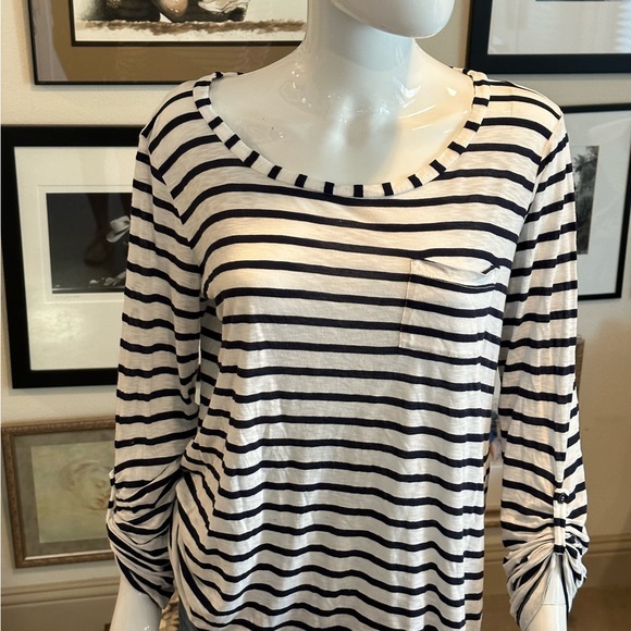 Splendid Navy and White Striped Long Sleeve Tee Shirt - Picture 2 of 6